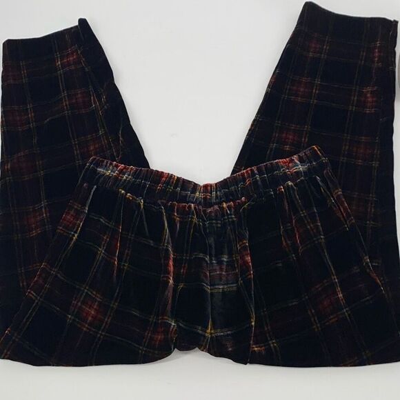 J. Crew Pull-On Easy Pant in Velvet Stewart Tartan  Black Multi Plaid Holiday Sz - Picture 9 of 15